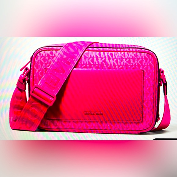 Michael Kors Pink Quilted Crossbody Bag with Glossy Finish